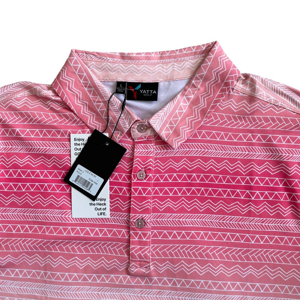 YATTA GOLF Men's Golf Polo Shirt Tribe Vibe Stretch Wicking UPF Size Large NEW